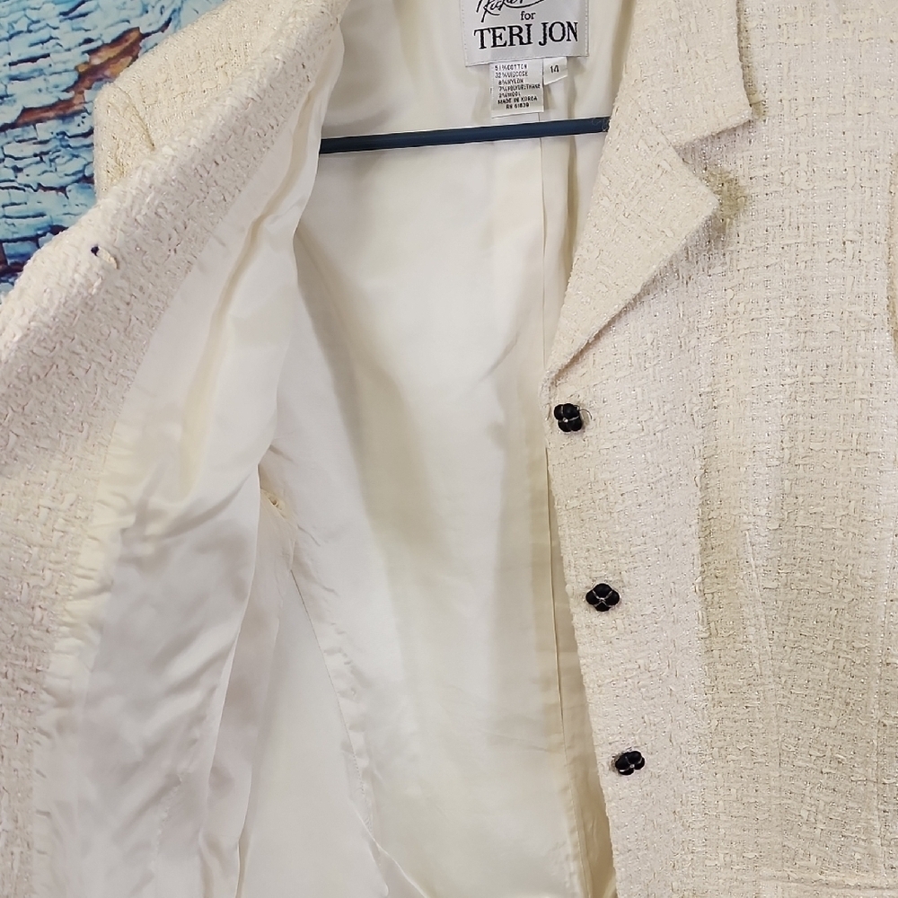 Teri Jon Women's Textured Cream Blazer Size 14 - Picture 5 of 5